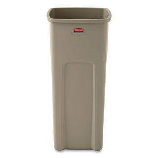 Rubbermaid® Commercial Untouchable Square Waste Receptacle, 23 gal, Plastic, Beige (RUB356988BG)
