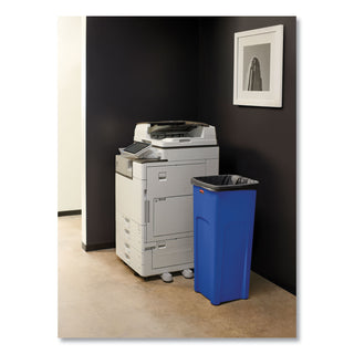 Rubbermaid® Commercial Recycled Untouchable Square Recycling Container, Plastic, 23gal, Blue (RCP356973BE)
