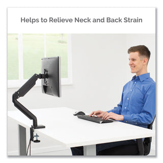 Fellowes® Platinum Series Single Monitor Arm, For 30" Monitors, 360 deg Rotation, 180 deg Tilt, 360 deg Pan, Black, Supports 20 lb (FEL8043301)