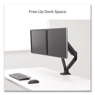 Fellowes® Platinum Series Dual Monitor Arm for 27" Monitors, 360 deg Rotation, +85 deg/-20 deg Tilt, 360 deg Pan, Black, Supports 20 lb (FEL8042501)