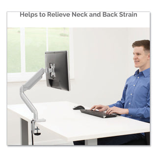 Fellowes® Platinum Series Single Monitor Arm, For 27" Monitors, 360 deg Rotation, 45 deg Tilt, 180 deg Pan, Silver, Supports 20 lb (FEL8056401)