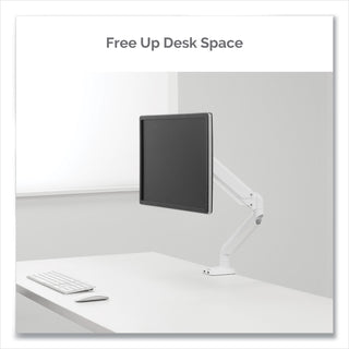 Fellowes® Platinum Series Single Monitor Arm, For 27" Monitors, 360 deg Rotation, 45 deg Tilt, 180 deg Pan, White, Supports 20 lb (FEL8056201)