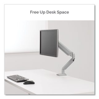 Fellowes® Platinum Series Single Monitor Arm, For 27" Monitors, 360 deg Rotation, 45 deg Tilt, 180 deg Pan, Silver, Supports 20 lb (FEL8056401)