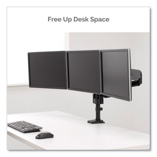 Fellowes® Platinum Series Triple Monitor Arm for 27" Monitors, 360 deg Rotation, +85/-20 deg Tilt, 360 deg Pan, Black, Supports 20 lb (FEL8042601)