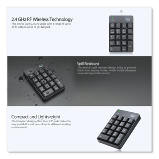 Adesso WKB6010UB Wireless 18-Key Numeric USB Keypad, Black (ADEWKB6010UB)