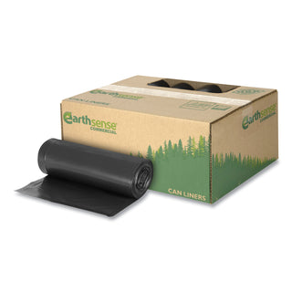 Earthsense® Commercial Linear Low Density Recycled Can Liners, 60 gal, 1.25 mil, 38" x 58", Black, 100/Carton (WBIRNW6050)