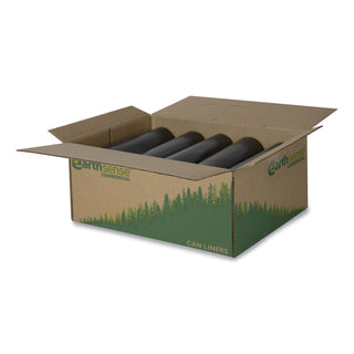 Earthsense® Commercial Linear Low Density Recycled Can Liners, 60 gal, 1.25 mil, 38" x 58", Black, 100/Carton (WBIRNW6050)