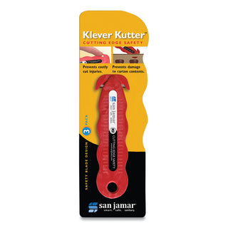 San Jamar® Klever Kutter Safety Cutter, 3 Razor Blades, Red (SANKK403)