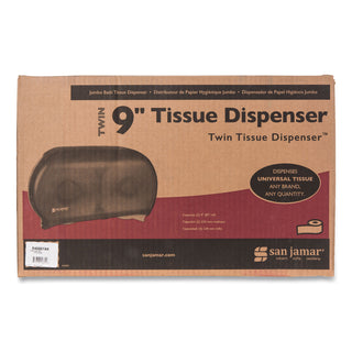 San Jamar® Twin 9" Jumbo Tissue Dispenser, 19 x 5 1/4 x 12, Transparent Black Pearl (SJMR4000TBK)