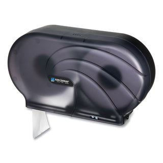 San Jamar® Twin 9" JBT Toilet Tissue Dispenser, Oceans, 19 x 5 1/4 x 12, Black Pearl (SJMR4090TBK)