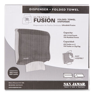 San Jamar® Ultrafold Fusion C-Fold & Multifold Towel Dispenser, 11 1/2x5 1/2x11 1/2, Black (SANT1755TBK)