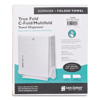 San Jamar® True Fold C-Fold/Multifold Paper Towel Dispenser, White, 11 5/8 x 5 x 14 1/2 (SJMT1905WH)