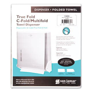 San Jamar® True Fold C-Fold/Multifold Paper Towel Dispenser, Chrome, 11 5/8 x 5 x 14 1/2 (SJMT1905XC)