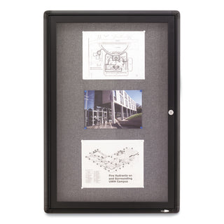 Quartet® Enclosed Fabric-Cork Board, 24 x 36, Gray Surface, Graphite Aluminum Frame (QRT2363L)