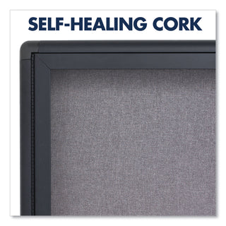 Quartet® Enclosed Fabric-Cork Board, 48 x 36, Gray Surface, Graphite Aluminum Frame (QRT2364L)