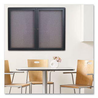 Quartet® Enclosed Fabric-Cork Board, 48 x 36, Gray Surface, Graphite Aluminum Frame (QRT2364L)