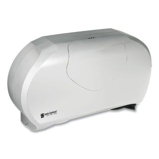 San Jamar® Twin Jumbo Bath Tissue Dispenser, 19 1/4 x 6 x 12 1/4, Faux Stainless Steel (SJMR4070SS)
