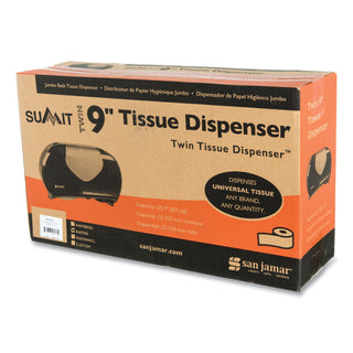 San Jamar® Twin Jumbo Bath Tissue Dispenser, 19 1/4 x 6 x 12 1/4, Faux Stainless Steel (SJMR4070SS)