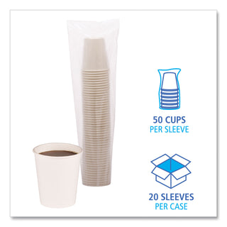Boardwalk® Paper Hot Cups, 8 oz, White, 50 Cups/Sleeve, 20 Sleeves/Carton (BWKWHT8HCUP)