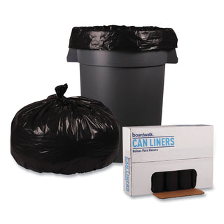 Boardwalk® Recycled Low-Density Polyethylene Can Liners, 60 gal, 1.8 mil, 38" x 58", Black, 10 Bags/Roll, 10 Rolls/Carton (BWK526)