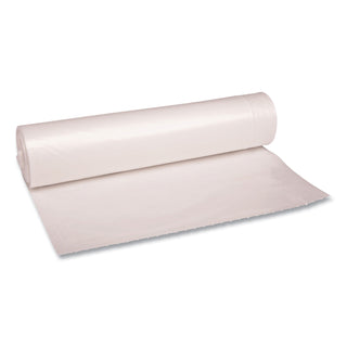 Boardwalk® Recycled Low-Density Polyethylene Can Liners, 56 gal, 1.1 mil, 43" x 47", Clear, 10 Bags/Roll, 10 Rolls/Carton (BWK532)