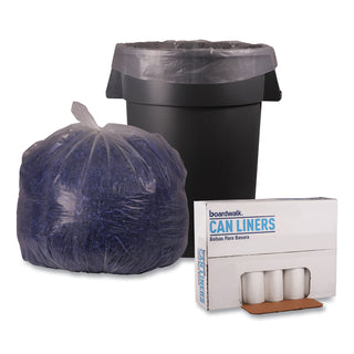 Boardwalk® Recycled Low-Density Polyethylene Can Liners, 45 gal, 1.1 mil, 40" x 46", Clear, 10 Bags/Roll, 10 Rolls/Carton (BWK531)