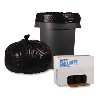 Boardwalk® Recycled Low-Density Polyethylene Can Liners, 60 gal, 1.6 mil, 38" x 58", Black, 10 Bags/Roll, 10 Rolls/Carton (BWK523)