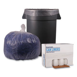 Boardwalk® Recycled Low-Density Polyethylene Can Liners, 33 gal, 1.1 mil, 33" x 39", Clear, 10 Bags/Roll, 10 Rolls/Carton (BWK530)