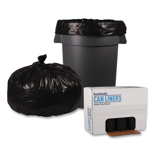 Boardwalk® Recycled Low-Density Polyethylene Can Liners, 60 gal, 1.2 mil, 38" x 58", Black, 10 Bags/Roll, 10 Rolls/Carton (BWK519)