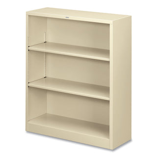 HON® Metal Bookcase, Three-Shelf, 34-1/2w x 12-5/8d x 41h, Putty (HONS42ABCL)