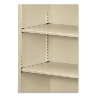 HON® Metal Bookcase, Three-Shelf, 34-1/2w x 12-5/8d x 41h, Putty (HONS42ABCL)