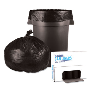 Boardwalk® Low-Density Waste Can Liners, 60 gal, 0.65 mil, 38" x 58", Black, 25 Bags/Roll, 4 Rolls/Carton (BWK3858H)