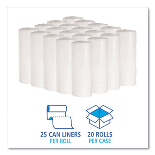 Boardwalk® Low-Density Waste Can Liners, 16 gal, 0.4 mil, 24" x 32", White, 25 Bags/Roll, 20 Rolls/Carton (BWK2432EXH)