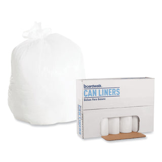 Boardwalk® Low-Density Waste Can Liners, 30 gal, 0.6 mil, 30" x 36", White, 25 Bags/Roll, 8 Rolls/Carton (BWK3036EXH)