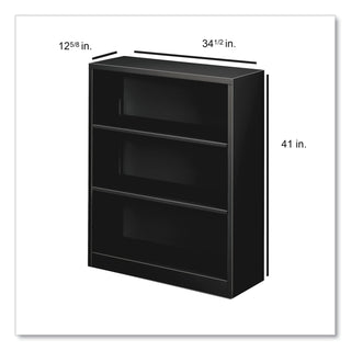 HON® Metal Bookcase, Three-Shelf, 34-1/2w x 12-5/8d x 41h, Black (HONS42ABCP)