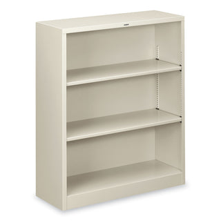 HON® Metal Bookcase, Three-Shelf, 34-1/2w x 12-5/8d x 41h, Light Gray (HONS42ABCQ)