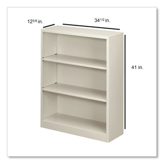HON® Metal Bookcase, Three-Shelf, 34-1/2w x 12-5/8d x 41h, Light Gray (HONS42ABCQ)