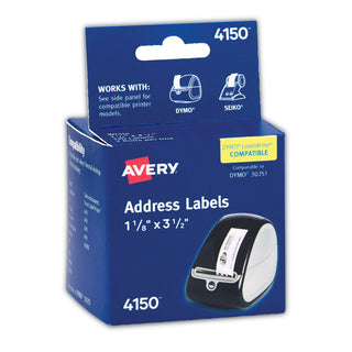 Avery® Multipurpose Thermal Labels, 1.13 x 3.5, White, 130/Roll, 2 Rolls/Pack (AVE04150)