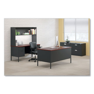 HON® Metro Classic Double Pedestal Desk, 60w x 30d x 29.5h, Mahogany/Charcoal (HONP3262NS)