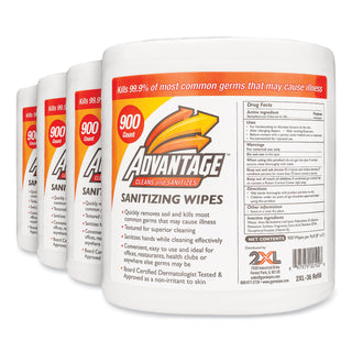 2XL Gym Wipes Advantage, 6 x 8, White, Unscented, 900/Roll, 4 Rolls/Ct (TXLL36)