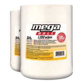2XL Gym Wipes Mega Roll Refill, 8 x 8, White, 1200/Roll, 2 Rolls/Carton (TXLL420)