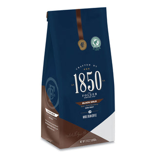 1850 1850 Black Gold Dark Roast Ground Coffee Whole Bean, Arabica, Black Gold, Dark Cocoa, Dark, 12 oz, 1 (FOLSMU21522) (FOL21522)