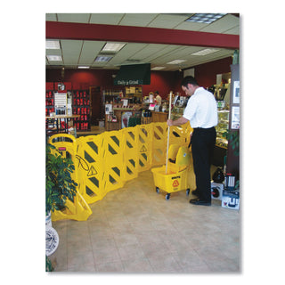 Rubbermaid® Commercial Portable Mobile Safety Barrier, 16 Panels, 2 Wheels, Bright Yellow (RUB9S1100YEL)