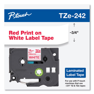 Brother TZe Standard Adhesive Laminated Labeling Tape, 0.7" x 26.2 ft, Red on White (BRTTZE242)