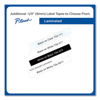 Brother TZe Standard Adhesive Laminated Labeling Tape, 0.23" x 26.2 ft, Black on White (BRTTZE211)