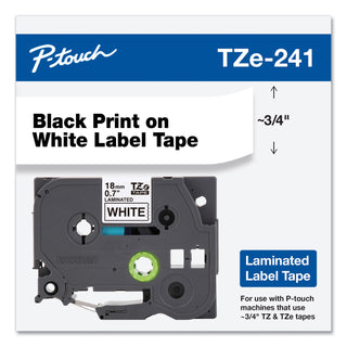 Brother TZe Standard Adhesive Laminated Labeling Tape, 0.7" x 26.2 ft, Black on White (BRTTZE241)