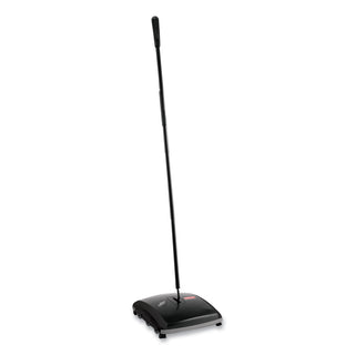 Rubbermaid® Commercial Dual Action Sweeper, 44" Steel/Plastic Handle, Black/Yellow (RUB421388BK)