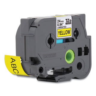Brother TZe Standard Adhesive Laminated Labeling Tape, 0.94" x 26.2 ft, Black on Yellow (BRTTZE651)