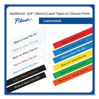 Brother TZe Standard Adhesive Laminated Labeling Tape, 0.7" x 26.2 ft, Black on Blue (BRTTZE541)