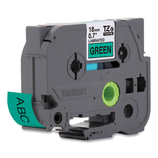 Brother TZe Standard Adhesive Laminated Labeling Tape, 0.7" x 26.2 ft, Black on Green (BRTTZE741)